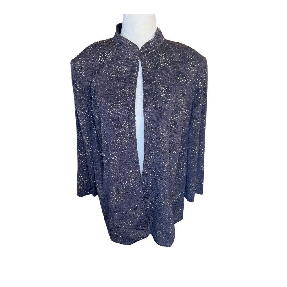 Alex Evenings Women's Plus Size 16W Gray Glitter Open‎ Cardigan Jacket NWOT